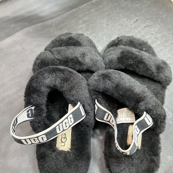 Ugg Womens Fluff Yeah Slide Sandals Black Faux Fur Size 5 - Picture 6 of 6
